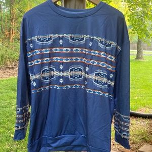 Riffazack Sweatshirt. Size S. Western geometric color block pattern.